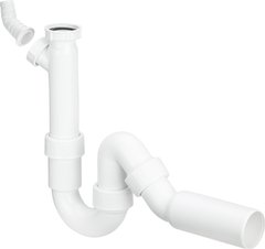 Сифон трубный для моек с отводным коленом 1 1/2, пластик