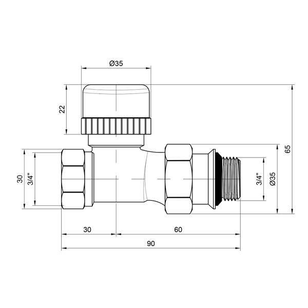 Кран термостатичний SD Plus 3/4" ВЗ з антипротіканням для радіатора прямий SD351W20 SD00021319 фото