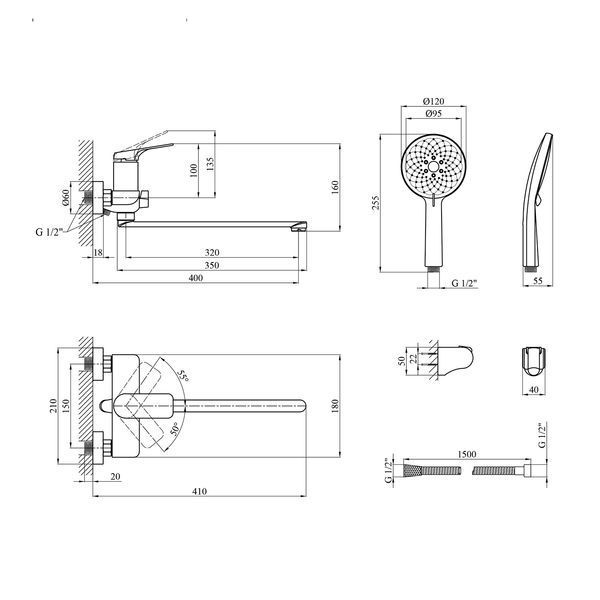 Смеситель для ванны Kroner KRP Graz - GRP070 CV031334 фото