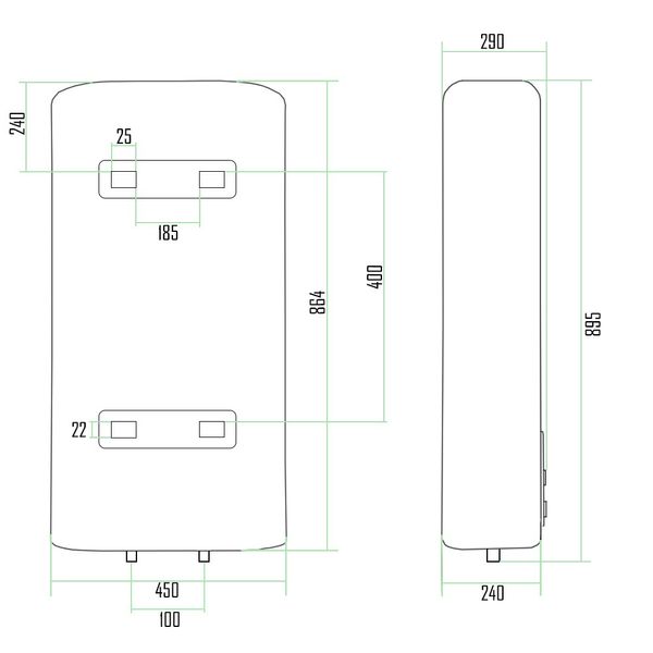 Бойлер Thermo Alliance 50 л плоский вертикальный 2 кВт (0,8+1,2) SD00046726 фото