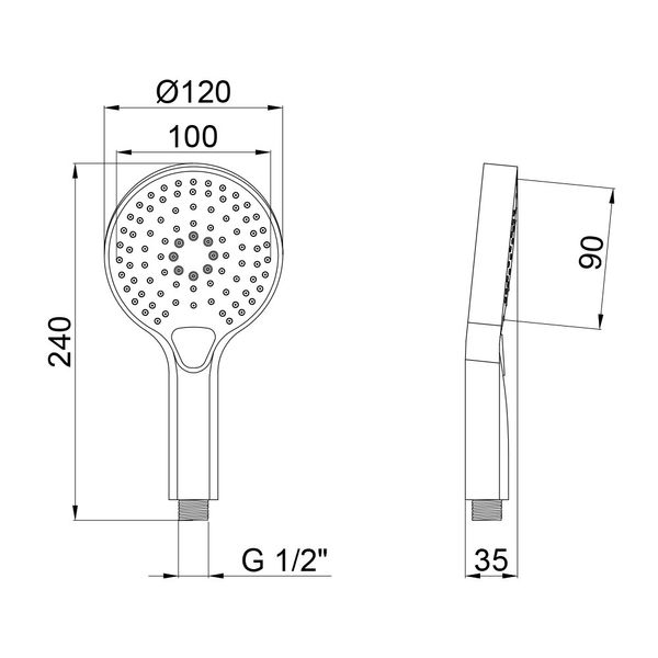 Душевая лейка Qtap Rucni A120O3KBB SD00041889 фото