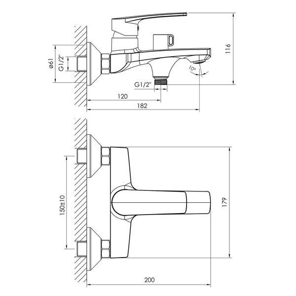 Змішувач для ванни Imprese Kampa хром 10285 068024 фото