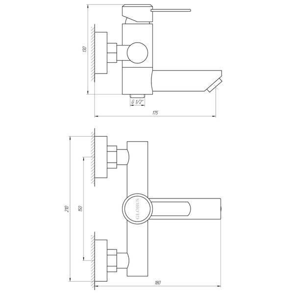 Смеситель для ванны Globus Lux Wien SBT2-102N 000017539 фото