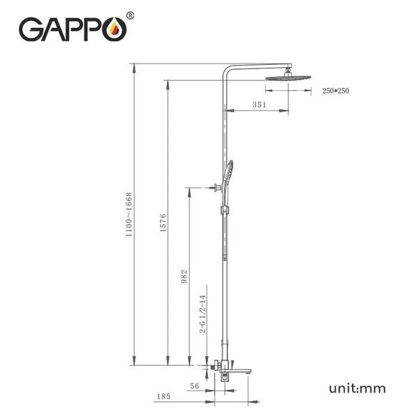 Душевая система Gappo G2417-9 оружейная сталь G2417-9 фото