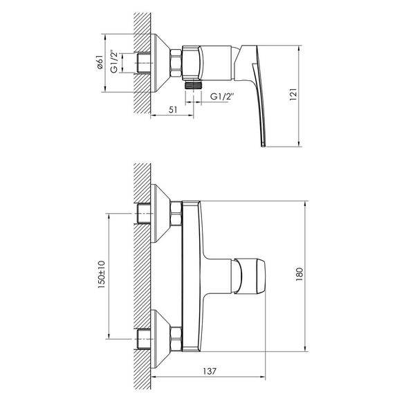 Змішувач для душу Imprese Kampa хром 15285 068032 фото