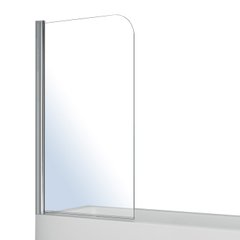 Шторка на ванну 140*80см, односекционная, поворот на 180°, прозрачное стекло 5мм