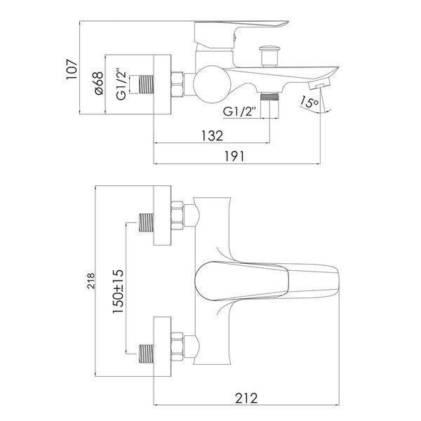 Змішувач для ванни Imprese Vaclav чорний f03206410AA 084247 фото
