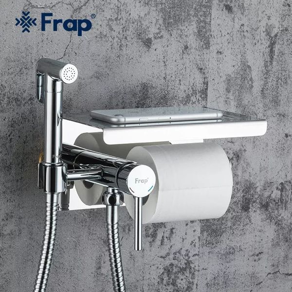 Гигиенический душ Frap F7516 с держателем бумаги и полочкой хром F7516 фото