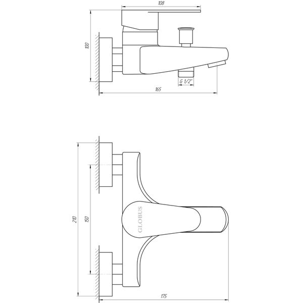 Смеситель для ванны Globus Lux Main SM-102 000016097 фото