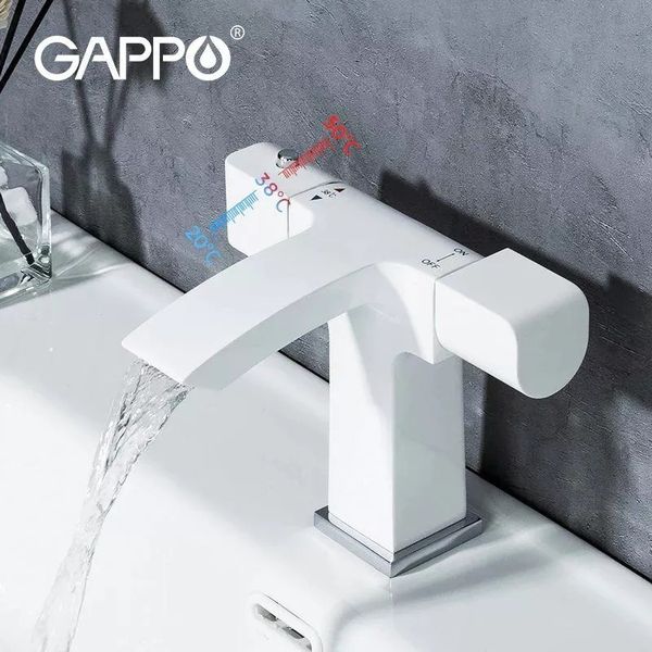 Змішувач для умивальника з термостатом Gappo G1007-50 білий/хром G1007-50 фото