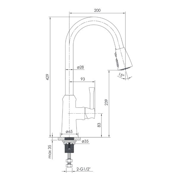 Смеситель для кухни Imprese Podzima Zrala c выдвижной лейкой ZMK02170815 056570 фото