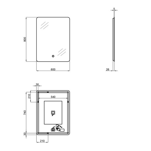 Дзеркало Qtap Scorpio 600x800 з LED-підсвічуванням та антизапотіванням Reverse SD00045736 фото