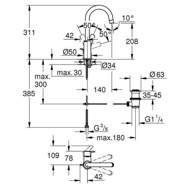 Змішувач для умивальника Grohe Eurosmart New L-Size 23537003 23537003 фото