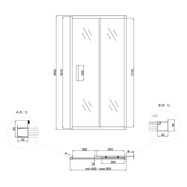 Душові двері Lidz Zycie 90x185 скло 5 мм SD00039876 фото