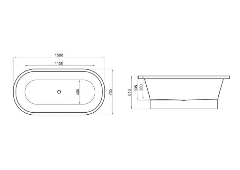 Ванна акриловая отдельностоящая Polimat Amona New 150x75 см белая 00055 фото