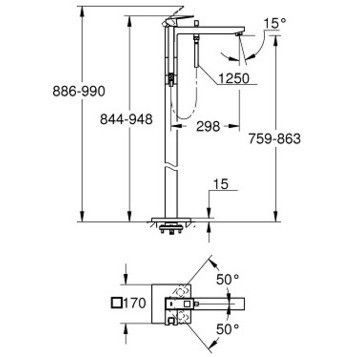 Смеситель для ванны напольный Grohe Eurocube 23672001 23672001 фото