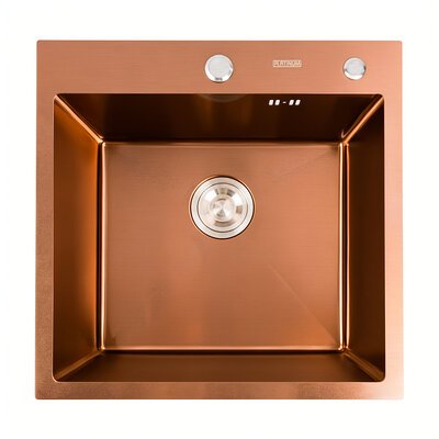Кухонная мойка Platinum Handmade 500x500x220 PVD медная с корзиной и дозатором 000032262 фото