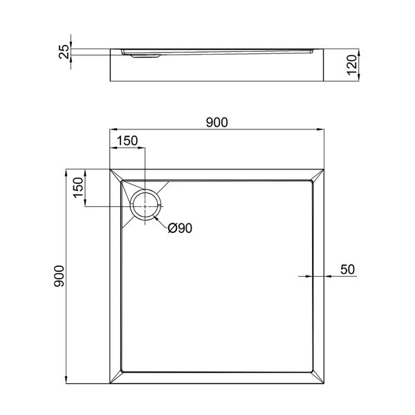 Душовий піддон Qtap Tern 90x90x12 см SD00046988 фото