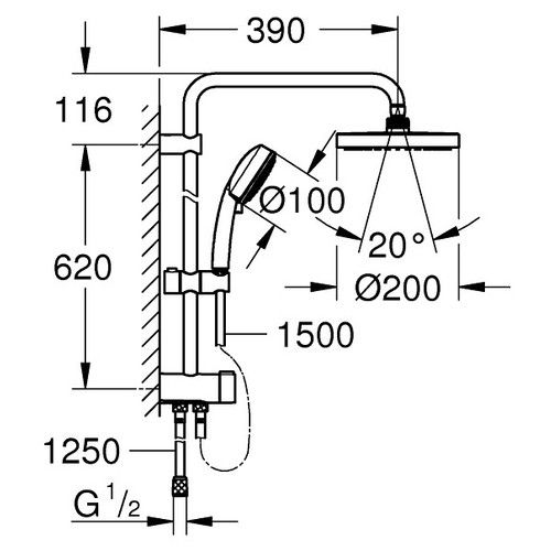 Душова система Grohe Tempesta Cosmopolitan System 200 27394002 27394002 фото