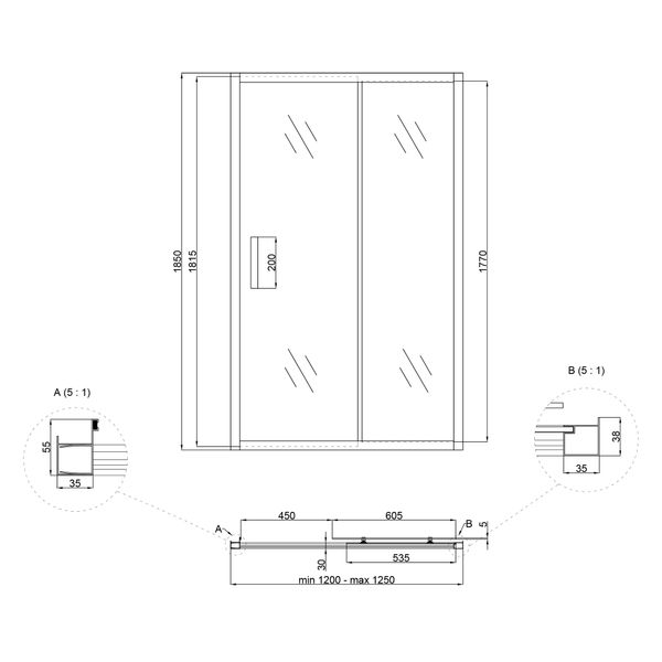 Душові двері Lidz Zycie 120x185 скло 5 мм SD00039878 фото