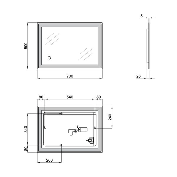 Дзеркало Qtap Stork 500x700 з LED-підсвічуванням Reverse SD00045745 фото