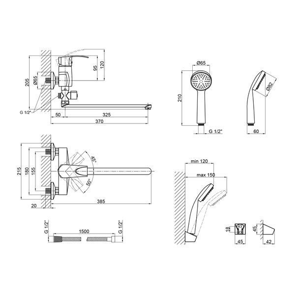 Смеситель для ванны Lidz Tani 005C2 Chrome SD00041207 фото