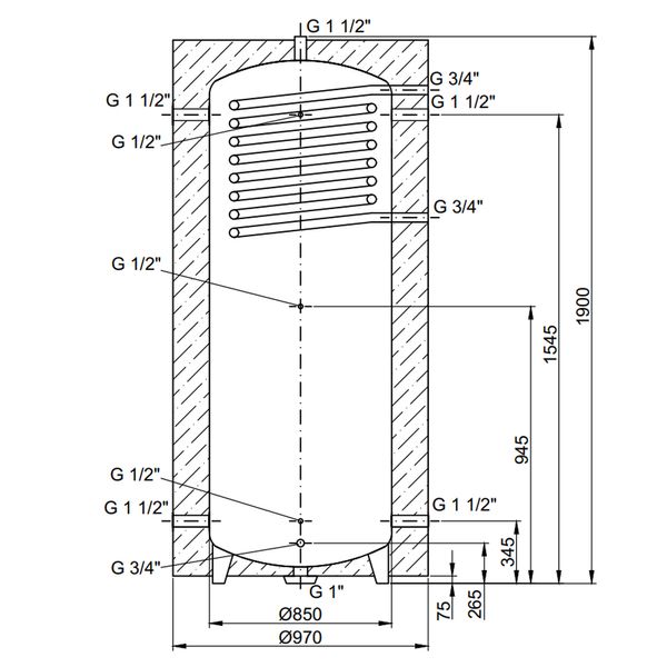 Теплоаккумулятор Thermo Alliance TAI-10 350 с теплообменником 1,4 кв. м с изоляцией 60 мм SD00044722 фото