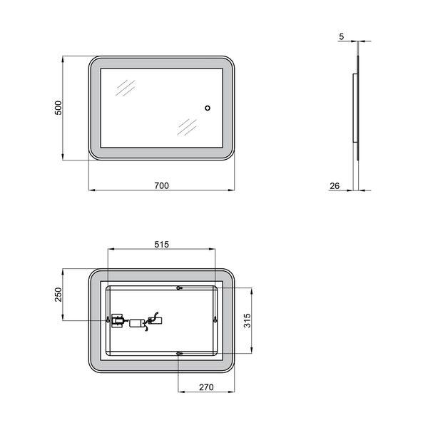 Дзеркало Qtap Swan 500x700 з LED-підсвічуванням Reverse SD00045747 фото