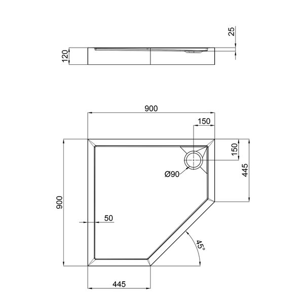 Душовий піддон Qtap Diamond 90x90x12 см SD00046992 фото