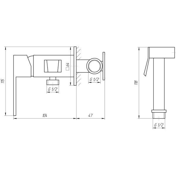 Смеситель гигиенический Topaz Lexi TL 21106-H57-BL 000020990 фото