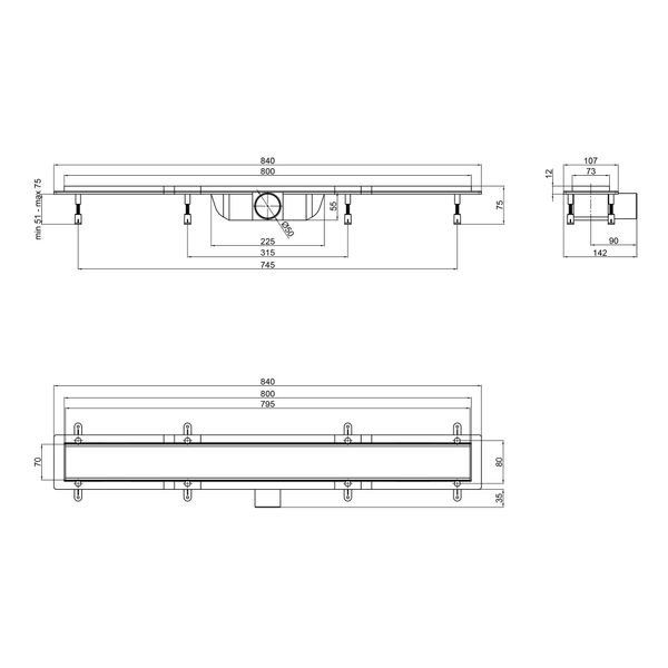 Трап для душу Qtap Dry Tile304-800 під плитку SD00045320 фото