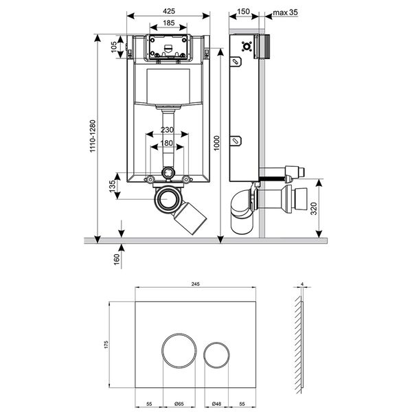 Набор инсталляционный Qtap Nest ST (клавиша круглая стеклянная черная) SD00040863 фото