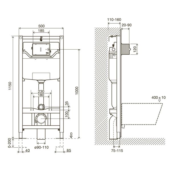 Комплект инсталляции Imprese i9120 OLIpure (клавиша хром PANI) 063458 фото