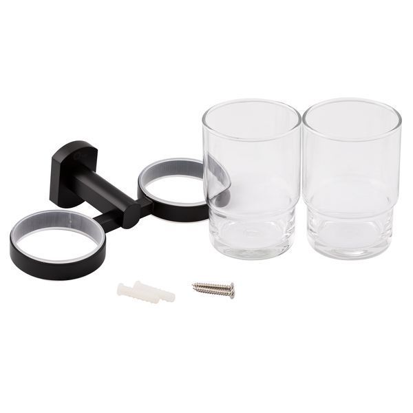 Склянка з тримачем Qtap Liberty подвійна Black SD00040023 фото