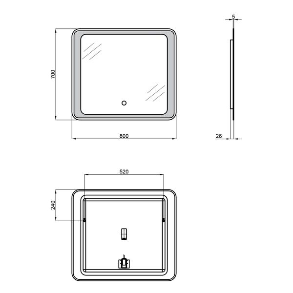 Дзеркало Qtap Leo 800x700 з LED-підсвічуванням SD00045753 фото