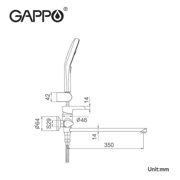 Смеситель для ванны Gappo G2203-6 черный/хром G2203-6 фото