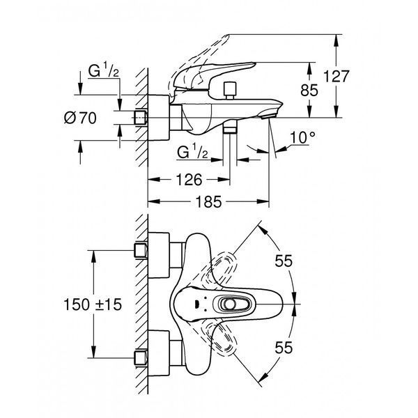 Змішувач для ванни Grohe Eurostyle 33591003 33591003 фото