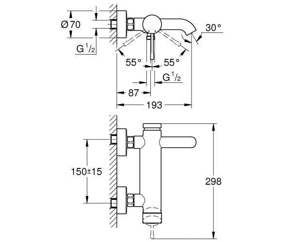 Смеситель для ванны Grohe Essence хром 33624001 33624001 фото