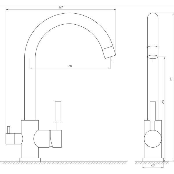 Змішувач для кухні під осмос Globus Lux Lazer GLLR-0333-Franke 000014960 фото
