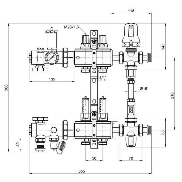 Коллекторная группа Icma №K0111 на 2 выхода с расходомерами SD00005137 фото