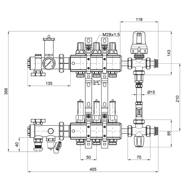 Коллекторная группа Icma №K0111 на 3 выхода с расходомерами SD00005138 фото