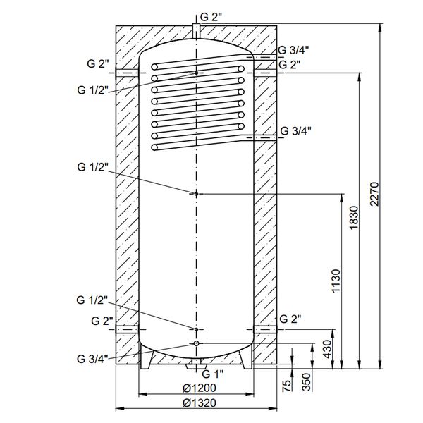 Теплоакумулятор Thermo Alliance TAI-10 350 з теплообмінником 1,4 кв. м з ізоляцією 60 мм SD00046646 фото