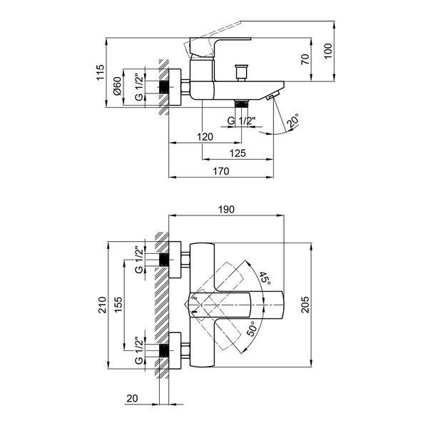 Змішувач для ванни Qtap Lipno Graphite SD00044012 фото