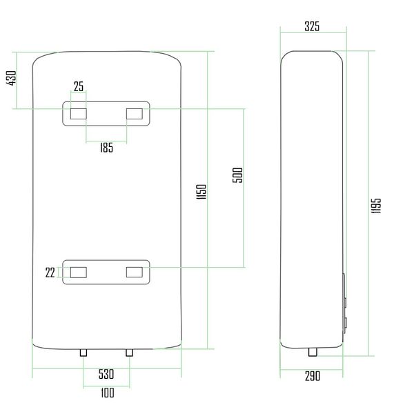 Бойлер Thermo Alliance 100 л плоский вертикальный 2 кВт (0,8+1,2) SD00046734 фото