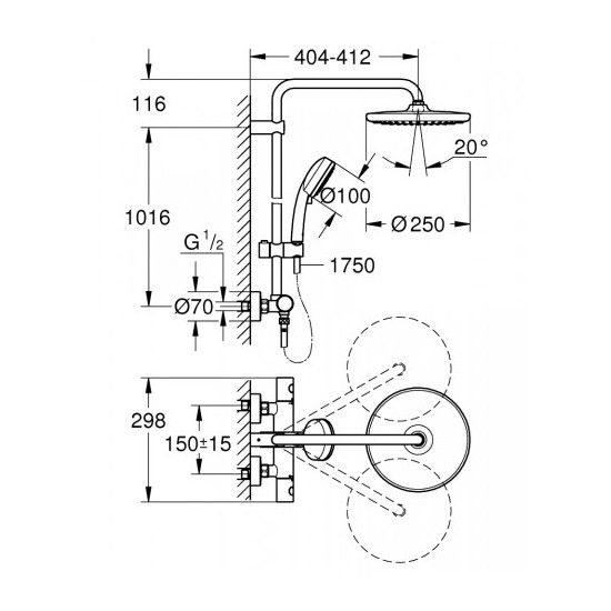 Душевая система с термостатом Grohe Tempesta Cosmopolitan System 250 26670000 26670000 фото