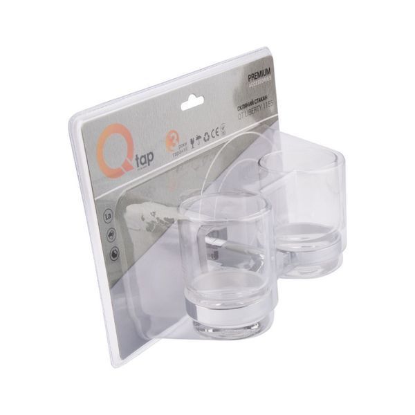 Склянка з тримачем Qtap Liberty подвійна Chrome SD00031713 фото
