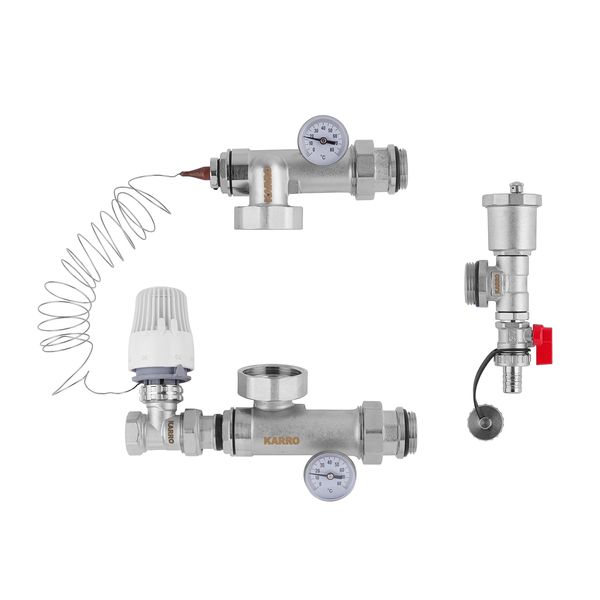 Коллекторная группа в сборе с термостатическим прямым краном Karro 3/4" KR-88000 CV014961 фото