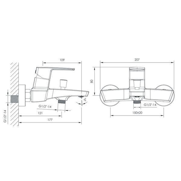 Смеситель для ванны Imprese Grafiky ZMK041807040 060359 фото