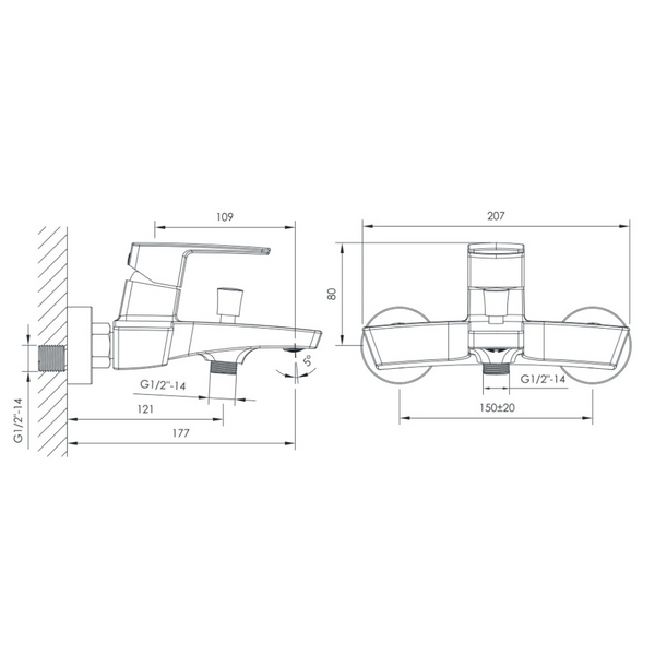 Смеситель для ванны Imprese Grafiky ZMK061901040 066631 фото