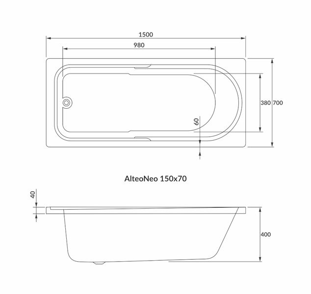 Ванна акриловая Volle Altea Neo 150*70 см 1228.001570 фото